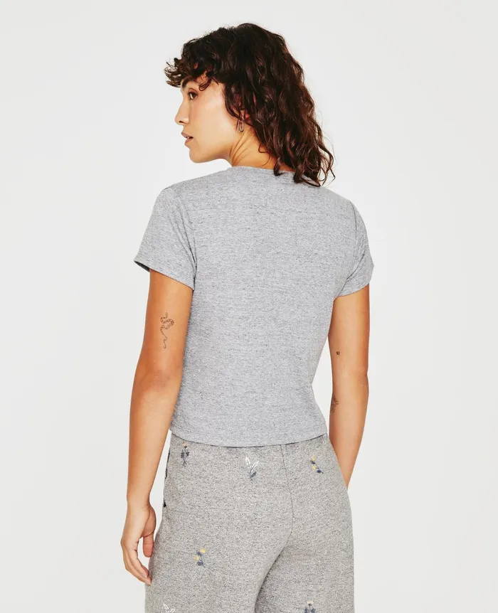 Sadie Crew Eb Flower Stamp Heather Grey Women AG Jeans Tees and Tanks Sadie Crew Eb Flower Stamp Heather Grey Women AG Jeans Tees and Tanks