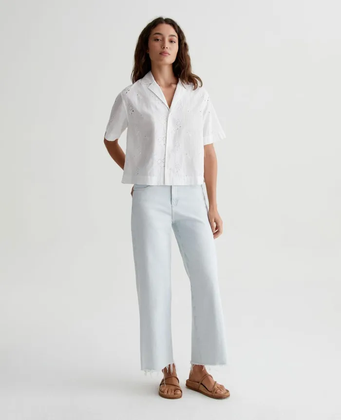 Saige Wide Leg Crop Tide Pool Women AG Jeans Denim