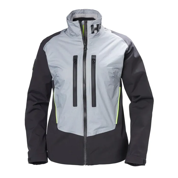 Sailing Jackets Women Helly Hansen W AEGIR H2FLOW JACKET 820 Silver Grey