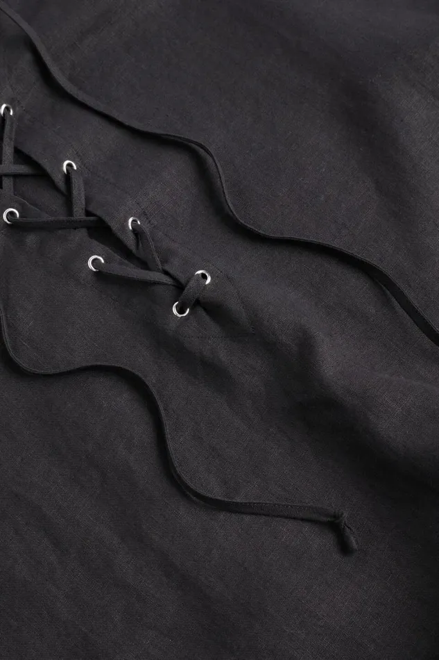 Scarves and Kaftans Woman Seed Heritage Linen Tie Up Kaftan Black