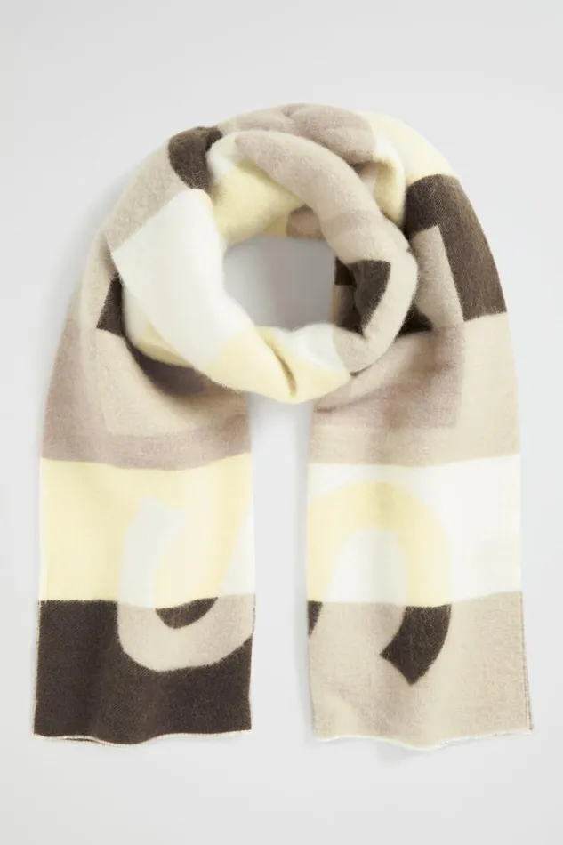 Scarves and Kaftans Woman Seed Heritage Seed Colour Block Scarf Dark Fern