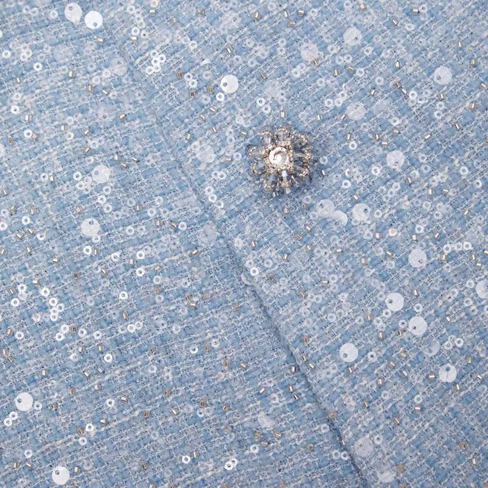 Self Portrait Bottoms Blue Sequin Boucle Mini Skirt 8211 Women