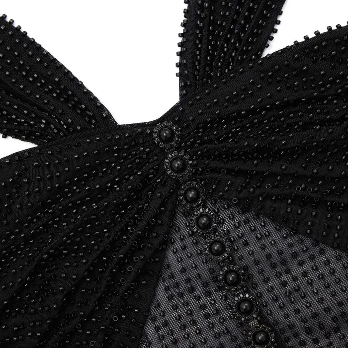 Self Portrait Dresses Black Beaded Mesh Maxi Dress 8211 Women
