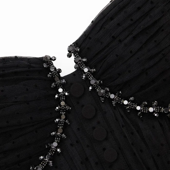 Self Portrait Dresses Black Dot Mesh Tier Midi Dress 8211 Women