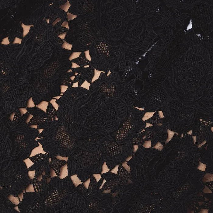Self Portrait Dresses Black Flower Lace Midi Dress 8211 Women