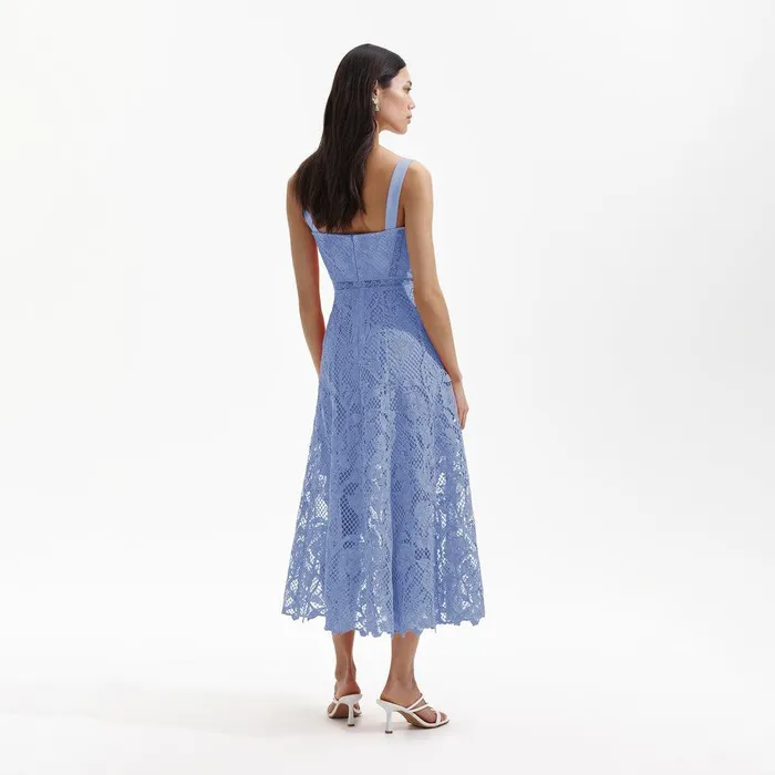Self Portrait Dresses Blue Lace Midi Sweetheart Dress 8211 Women