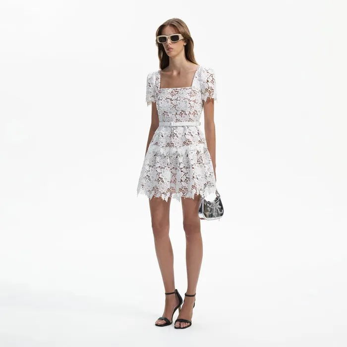 Self Portrait Dresses White Lace Mini Skater Dress 8211 Women