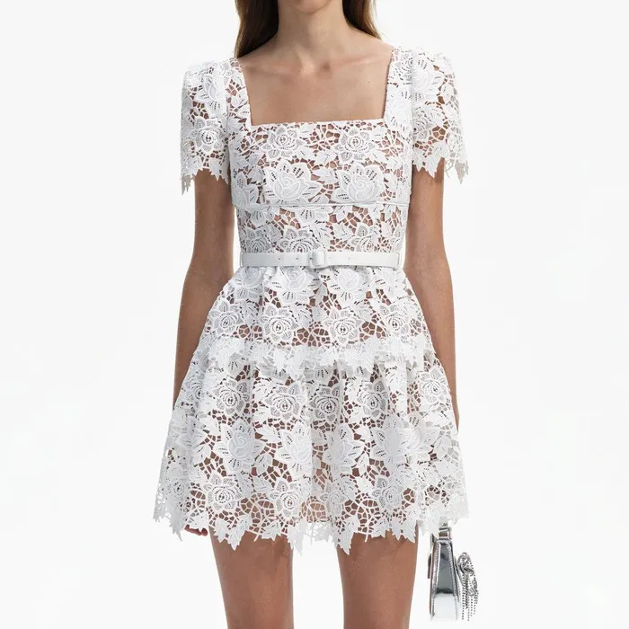 Self Portrait Dresses White Lace Mini Skater Dress 8211 Women