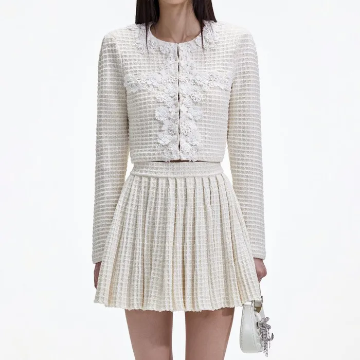 Self Portrait Knitwear Cream Knitted Mini Skirt 8211 Women