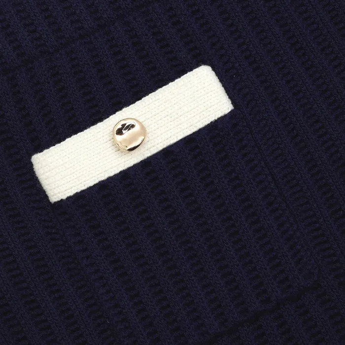 Self Portrait Knitwear Navy Crochet Contrast Trim Mini Skirt 8211 Women