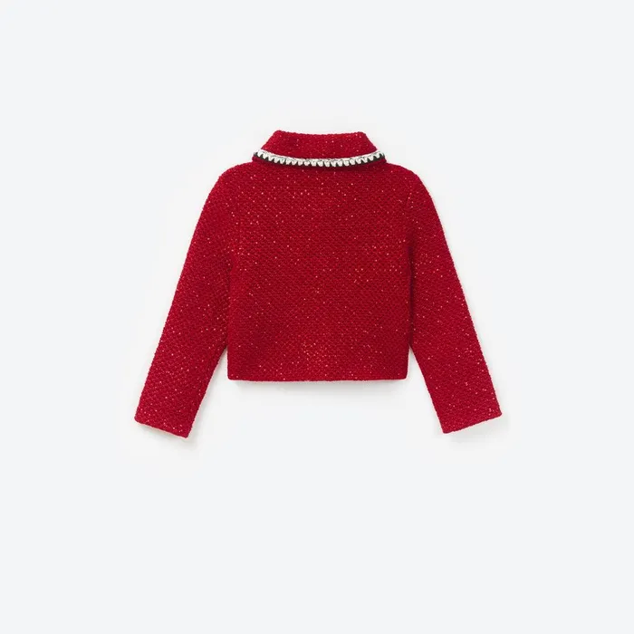 Self Portrait Knitwear Red Sequin Knit Cardigan 8211 Kids