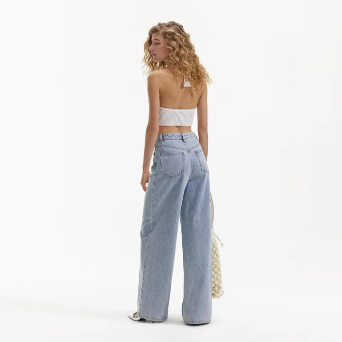 Self Portrait Knitwear White Crochet Crop Top 8211 Women