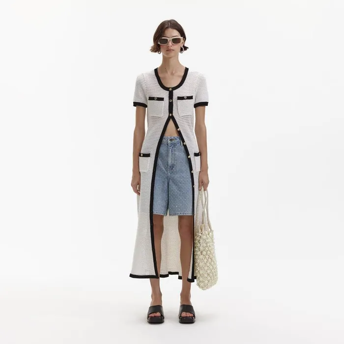 Self Portrait Knitwear White Crochet Midi Dress 8211 Women