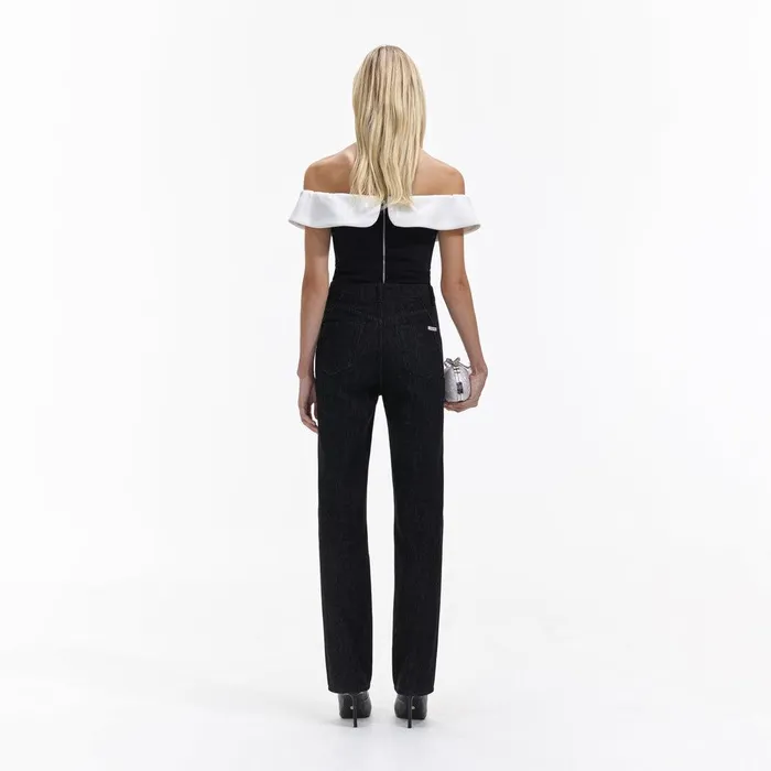 Self Portrait Tops Black Crepe Bow Top 8211 Women