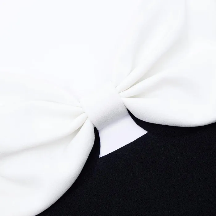 Self Portrait Tops Black Crepe Bow Top 8211 Women