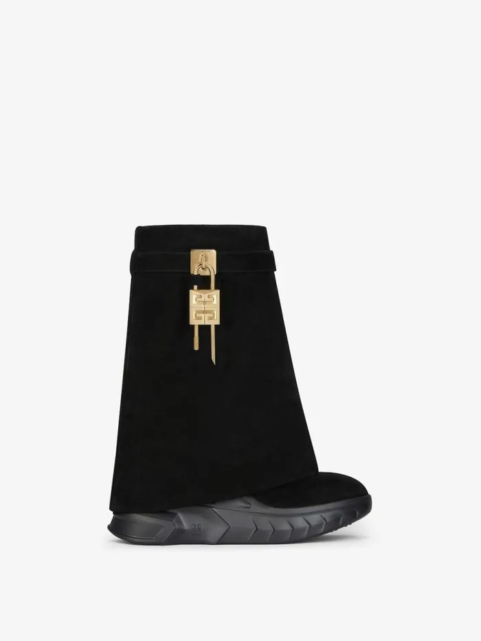 Shark Lock Biker Ankle Boots In Suede Black Women Givenchy Shark Lock