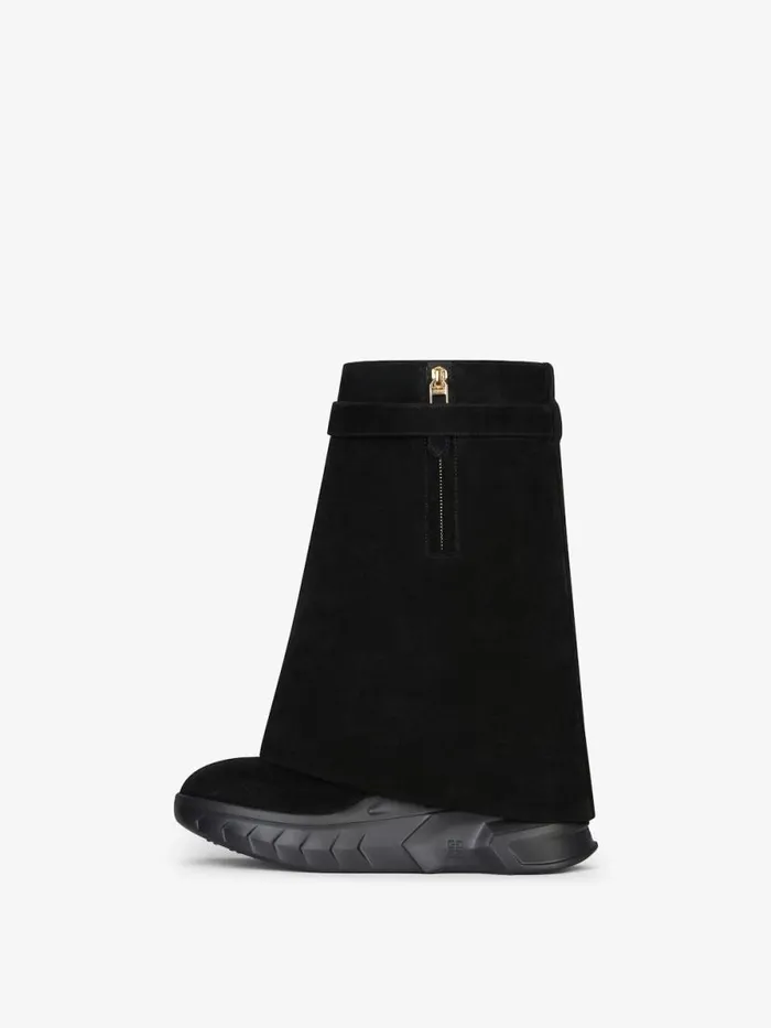 Shark Lock Biker Ankle Boots In Suede Black Women Givenchy Shark Lock