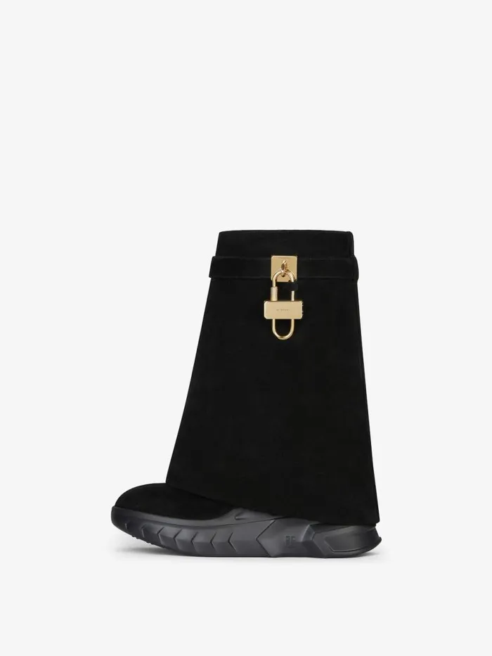 Shark Lock Biker Ankle Boots In Suede Black Women Givenchy Shark Lock