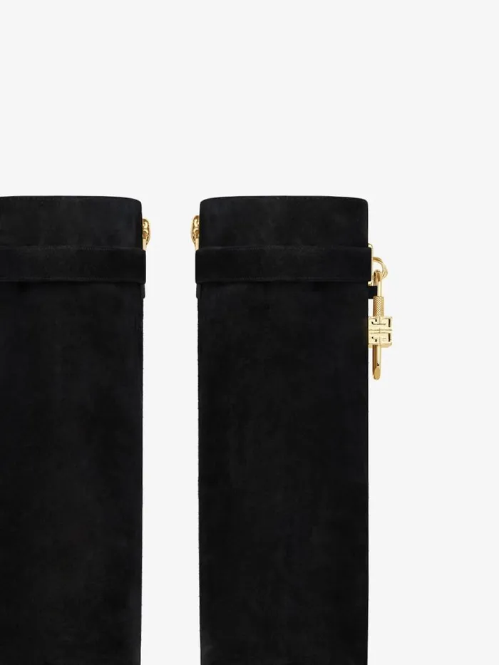 Shark Lock Biker Ankle Boots In Suede Black Women Givenchy Shark Lock