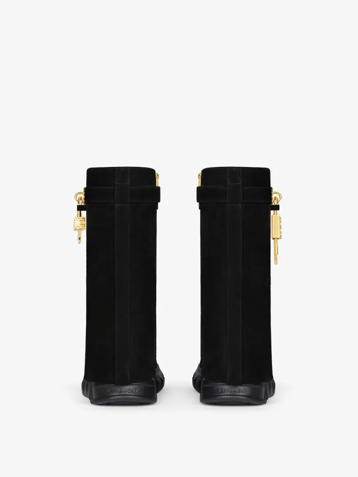 Shark Lock Biker Ankle Boots In Suede Black Women Givenchy Shark Lock