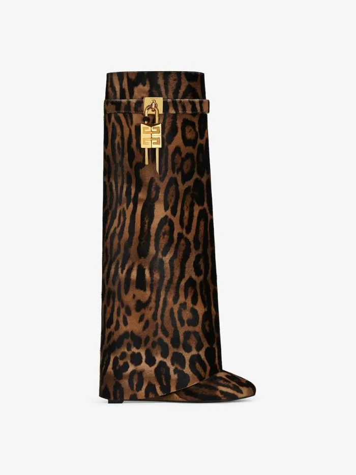 Shark Lock Boots In Leopard Print Haircalf Blackbrown Women Givenchy Shark Lock
