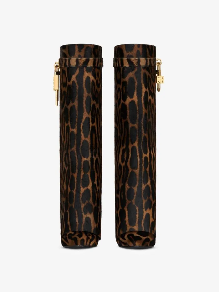 Shark Lock Boots In Leopard Print Haircalf Blackbrown Women Givenchy Shark Lock