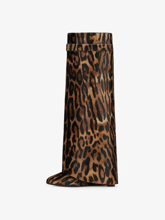 Shark Lock Boots In Leopard Print Haircalf Blackbrown Women Givenchy Shark Lock