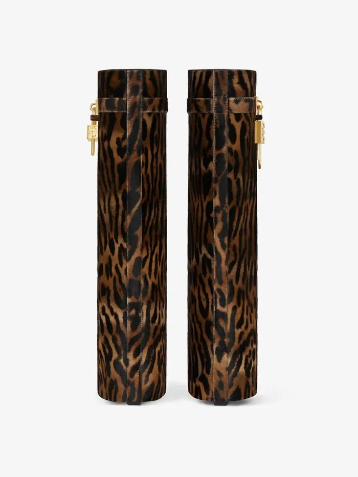 Shark Lock Boots In Leopard Print Haircalf Blackbrown Women Givenchy Shark Lock