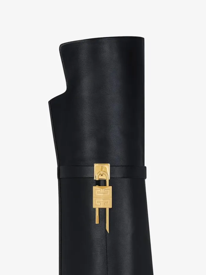 Shark Lock Stiletto OverTheKnee Boots In Leather Black Women Givenchy Shark Lock