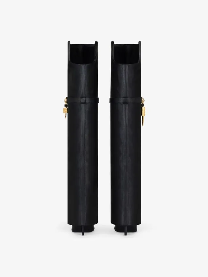 Shark Lock Stiletto OverTheKnee Boots In Leather Black Women Givenchy Shark Lock