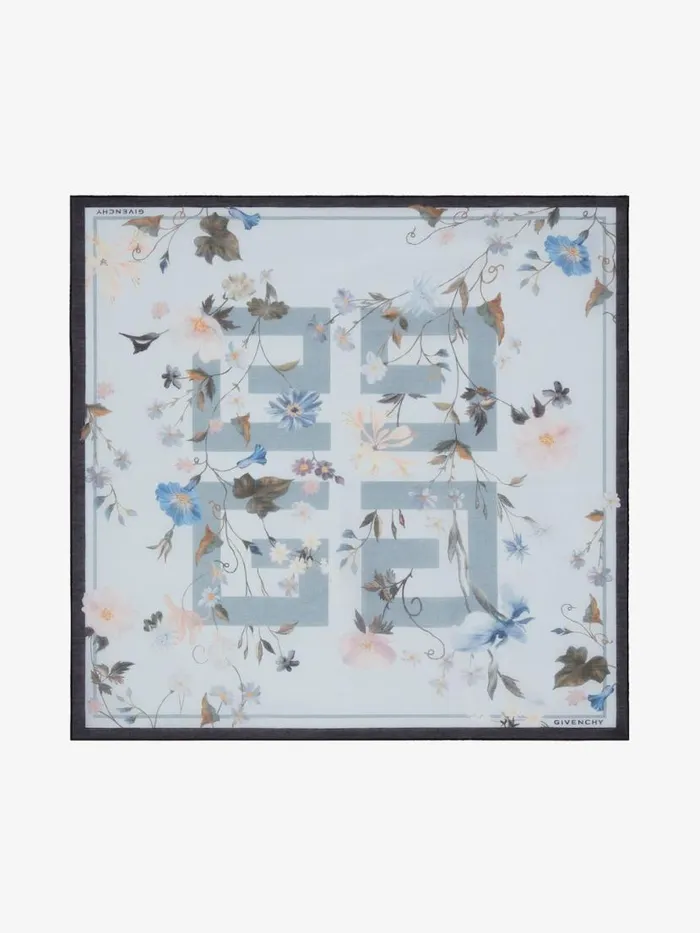 Shawl In Silk And Cotton With 4g Flowers Print Frost Women Givenchy Scarves