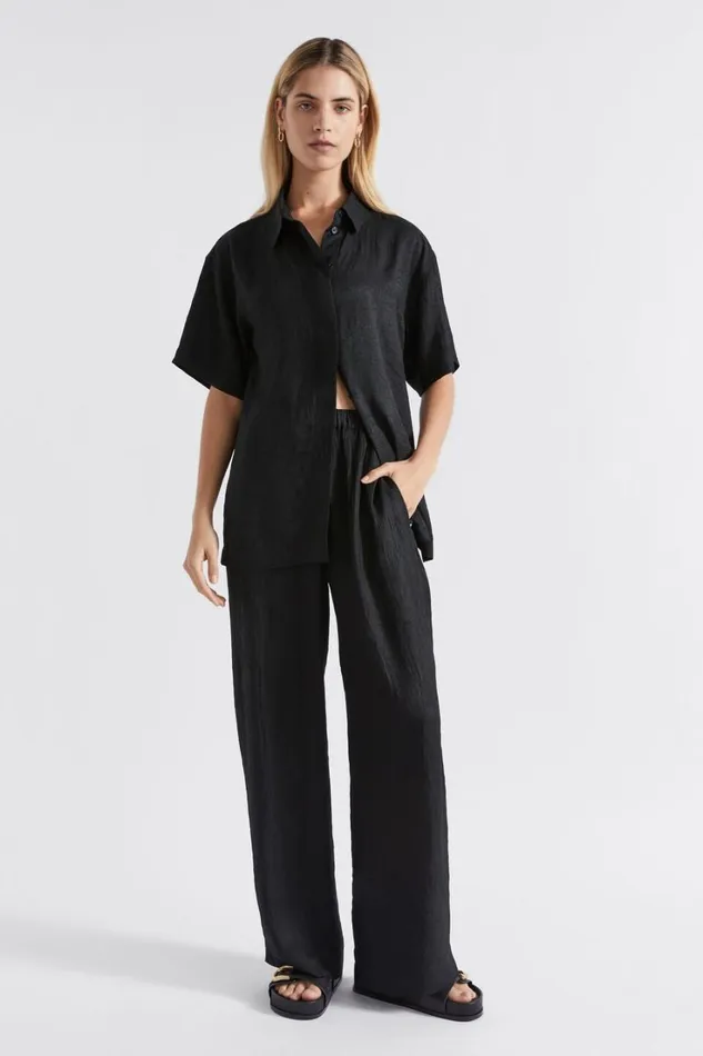 Shirts Woman Seed Heritage Satin Short Sleeve Shirt Black