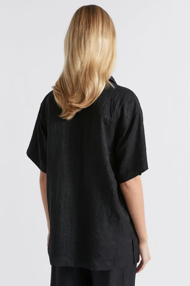 Shirts Woman Seed Heritage Satin Short Sleeve Shirt Black