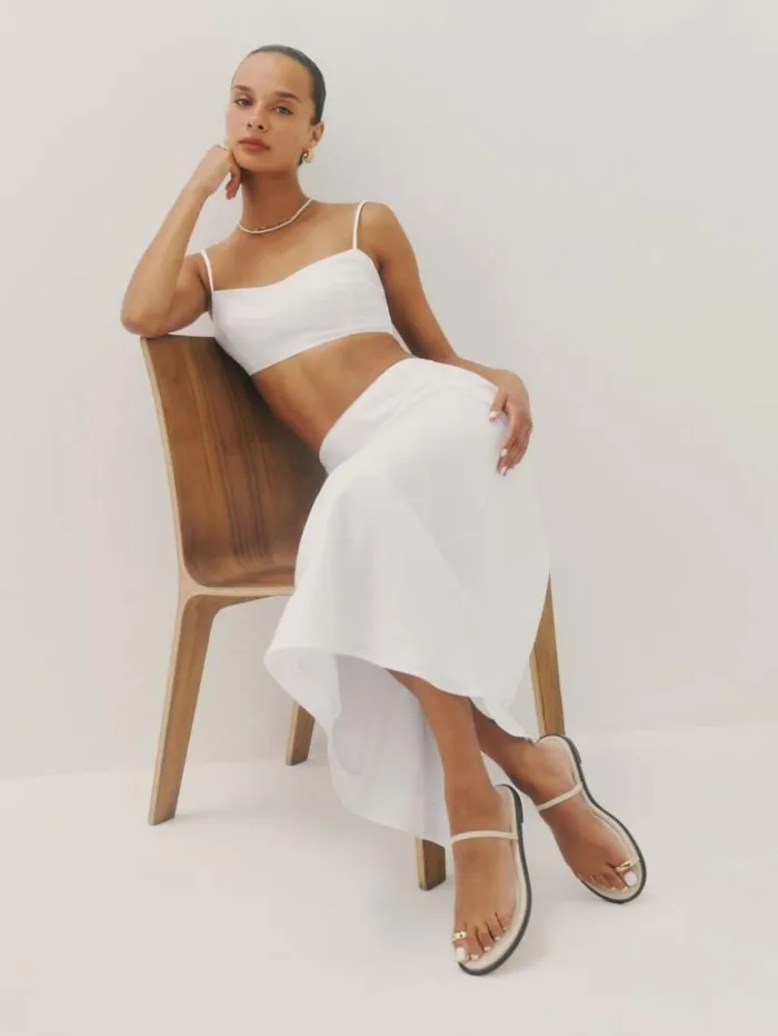Shoes The Reformation Cassandra Flat Sandal Almond Leather