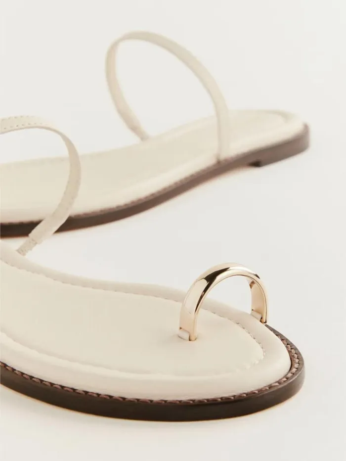 Shoes The Reformation Cassandra Flat Sandal Almond Leather