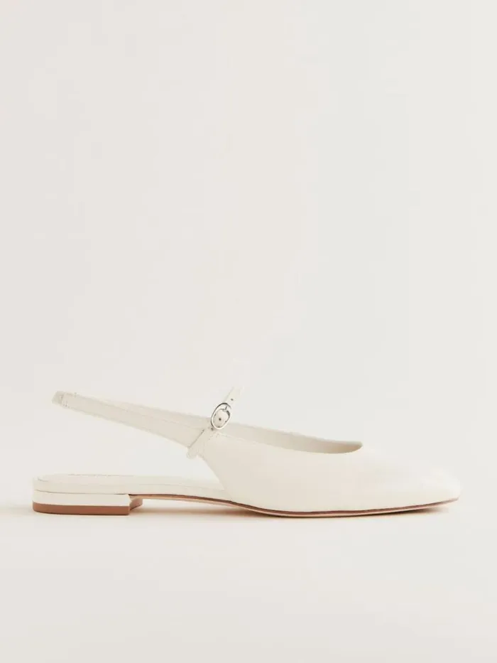 Shoes The Reformation Claire Flat Slingback White Leather