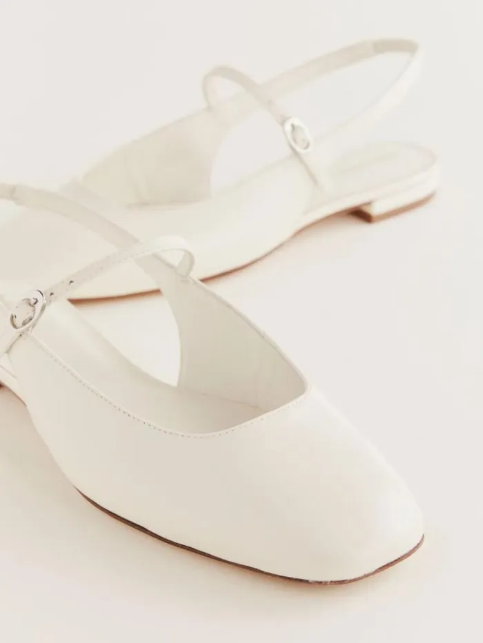 Shoes The Reformation Claire Flat Slingback White Leather