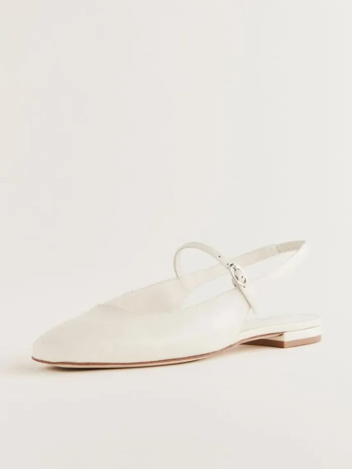 Shoes The Reformation Claire Flat Slingback White Leather