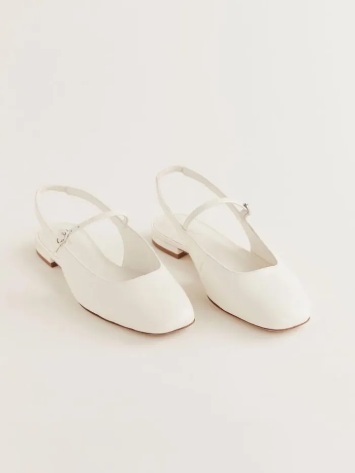 Shoes The Reformation Claire Flat Slingback White Leather