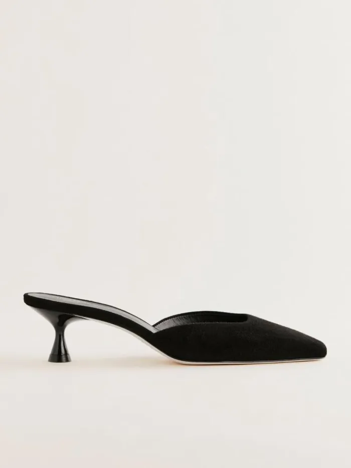 Shoes The Reformation Daniela Kitten Mule Black Suede