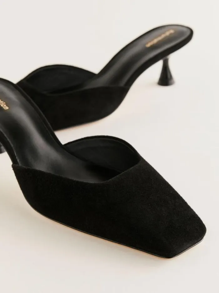 Shoes The Reformation Daniela Kitten Mule Black Suede