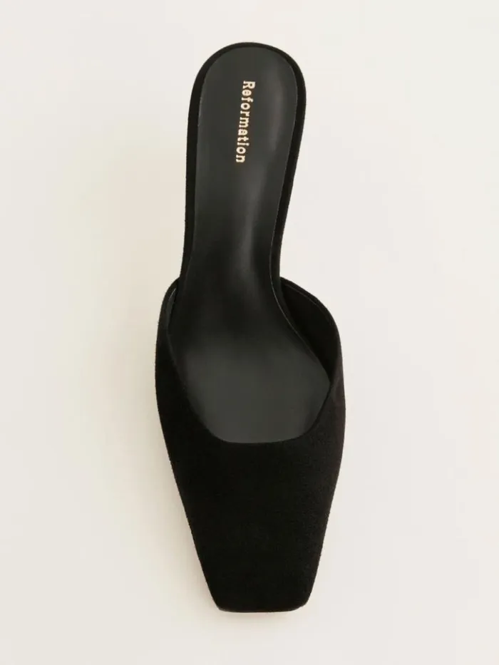 Shoes The Reformation Daniela Kitten Mule Black Suede