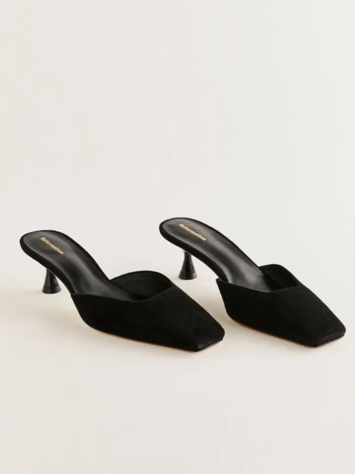 Shoes The Reformation Daniela Kitten Mule Black Suede