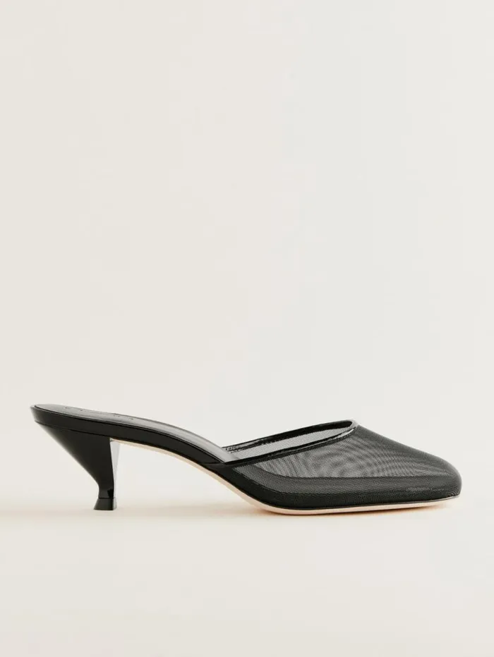 Shoes The Reformation Kalinka Heeled Mule Black Mesh
