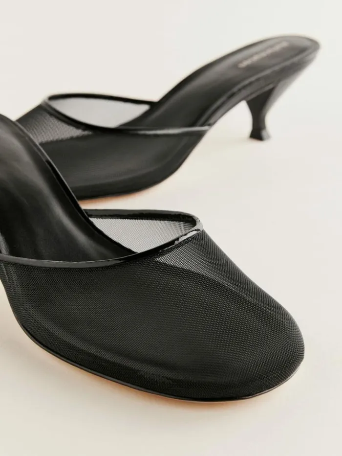 Shoes The Reformation Kalinka Heeled Mule Black Mesh