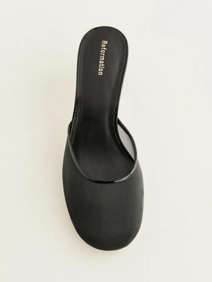Shoes The Reformation Kalinka Heeled Mule Black Mesh