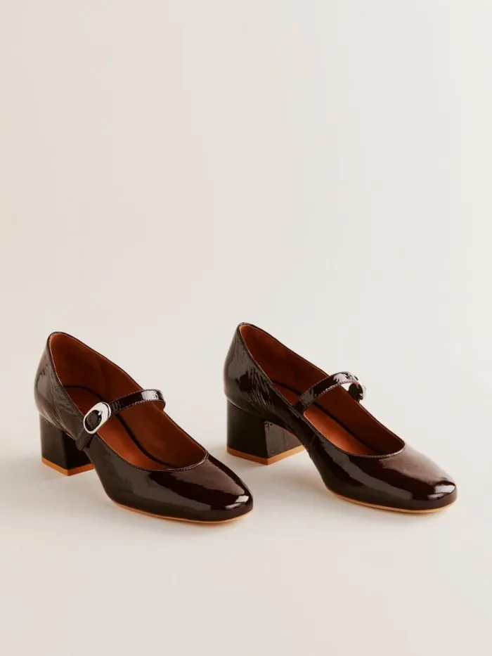 Shoes The Reformation Max Block Heel Rum Raisin Crinkle Patent