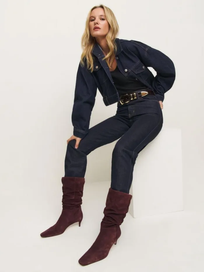 Shoes The Reformation Rosie Mid Shaft Boot Oak Suede