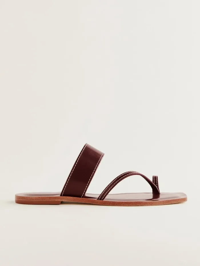 Shoes The Reformation Sawyer Flat Sandal Ruby Leather