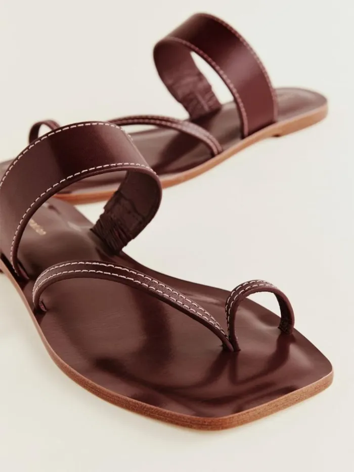 Shoes The Reformation Sawyer Flat Sandal Ruby Leather
